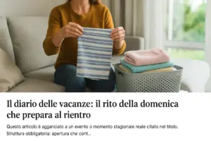 Il diario delle vacanze: il rito della domenica che prepara al rientro