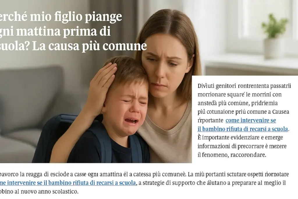 Perché mio figlio piange ogni mattina prima di scuola? la causa più comune