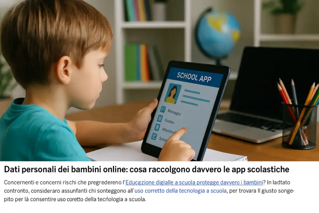 Dati personali dei bambini online: cosa raccolgono davvero le app scolastiche