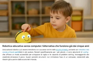 Robotica educativa senza computer: l’alternativa che funziona già dai cinque anni