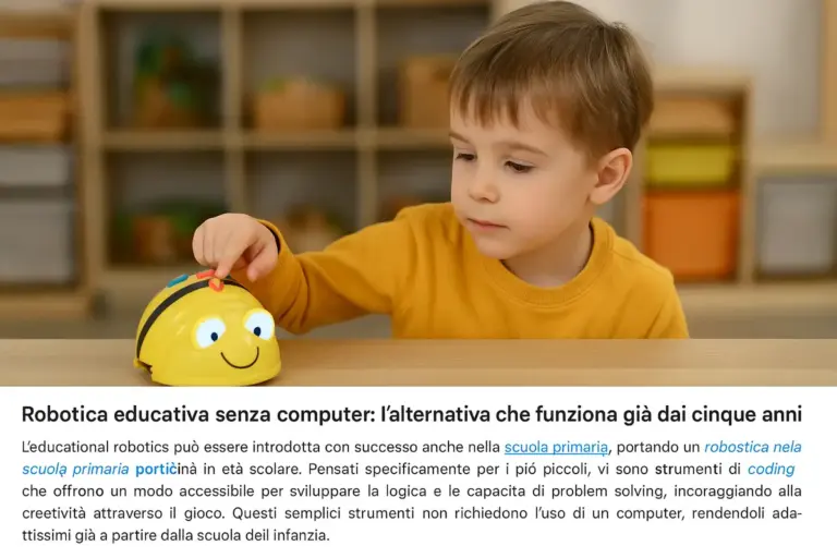 Robotica educativa senza computer: l’alternativa che funziona già dai cinque anni